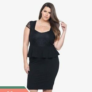 Torrid black lace peplum dress
